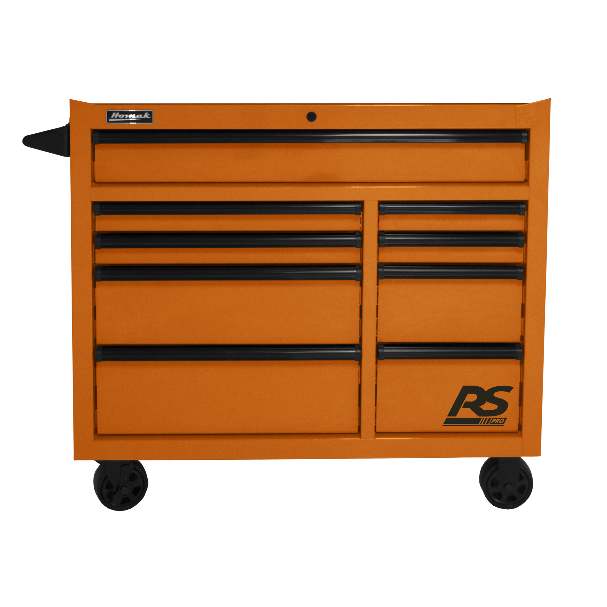 Homak RS Pro, 41in. RS PRO 9 DWR ROLLING CABINET-OGRANE, Width 39 in, Height 41 in, Color Orange, Model# OG04004193